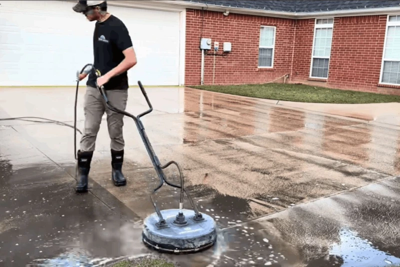 Pressure washing crew cleaning exterior surfaces in West Palm Beach, FL